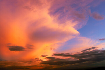 sunset over the sea. Purple and yellow sky. Vibrant Sunset Sky