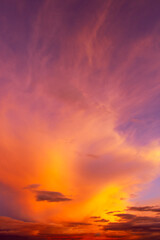 sunset over the sea. Purple and yellow sky. Vibrant Sunset Sky