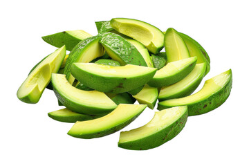 Artfully arranged green apple slices on a white background, highlighting their vibrant color and juicy texture for culinary inspiration isolated on transparent background