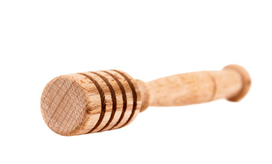 Wooden honey dipper closeup