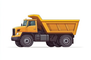 Fototapeta premium Dump Truck isolated on white background. Dump Truck icon. Heavy Machinery isolated on white. Construction Vehicle. Dump Truck Design Element. Dump Truck Isolated for Designers. Dump Truck isolated.