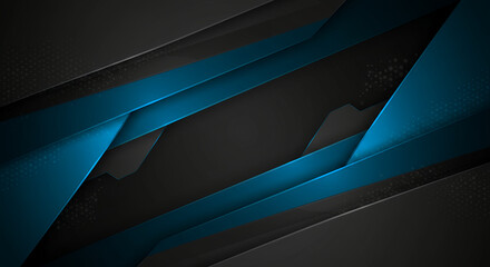 Abstract Dark Grey and Blue Geometric Background with Overlay