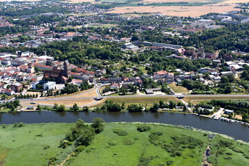 Obraz premium Hansestadt Anklam, Blick von Norden auf die Stadt 2018