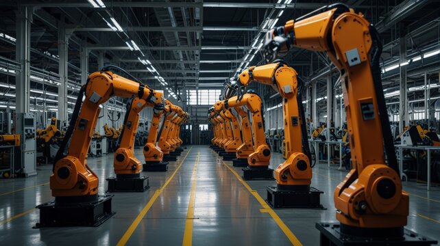 Automated Robotic Assembly Line in Modern Factory