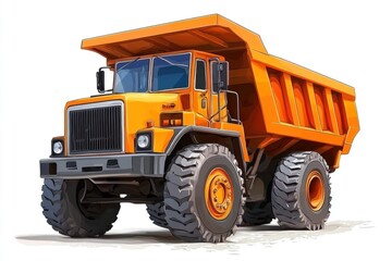 Fototapeta premium Dump Truck isolated on white background. Dump Truck icon. Heavy Machinery isolated on white. Construction Vehicle. Dump Truck Design Element. Dump Truck Isolated for Designers. Dump Truck isolated.