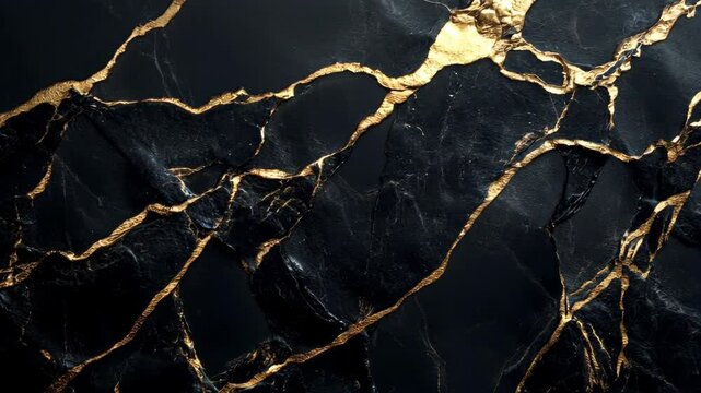 Black and gold marble wall with a gold border. The wall is textured and has a rough surface