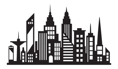 Fototapeta premium Modern urban skyline silhouette illustration