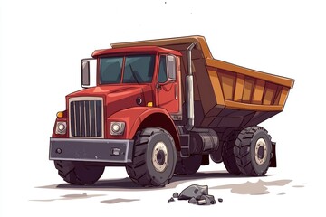 Dump Truck isolated on white background. Dump Truck icon. Heavy Machinery isolated on white. Construction Vehicle. Dump Truck Design Element. Dump Truck Isolated for Designers. Dump Truck isolated.