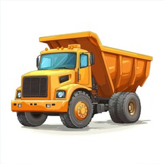 Naklejka premium Dump Truck isolated on white background. Dump Truck icon. Heavy Machinery isolated on white. Construction Vehicle. Dump Truck Design Element. Dump Truck Isolated for Designers. Dump Truck isolated.