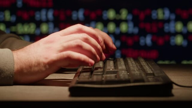 Man work with chat AI online, connecting with AI and using a chatbot. IT engineer software developer programmer interact with chat bot, making writing code. Typing on laptop keyboard close-up. 