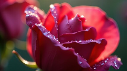 Macro photography of a pink flower with dew drops on its petals	