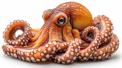 Isolated octopus on white background now shadow