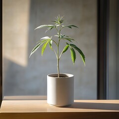 cannabis plant with marijuana leaf