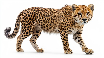 isolated cheetah white background wildlife fauna nature cutout images studio photography predators animal identification stock photo commercial use digital design high quality close up