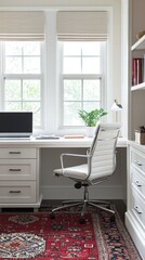 Fototapeta premium Bright and stylish home office with modern ergonomic design