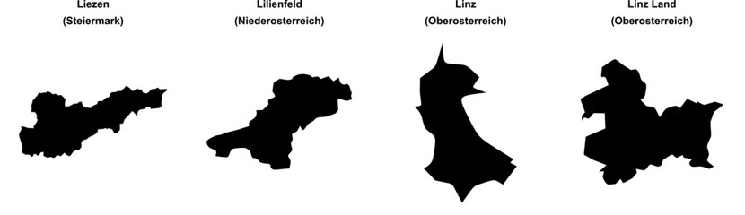 Liezen, Lilienfeld, Linz, Linz Land outline maps