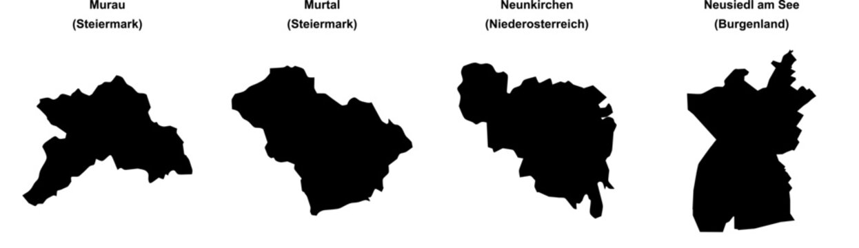 Murau, Murtal, Neunkirchen, Neusiedl am See outline maps