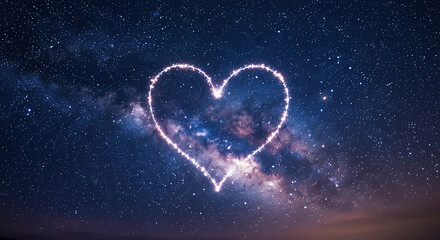 Celestial Heart: Milky Way Galaxy Love Heart Shape