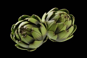Fototapeta premium Two whole artichokes on a transparent background.
