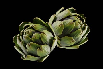 Obraz premium Two whole artichokes isolated on a transparent background.