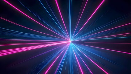 Colorful laser beams create dynamic patterns in a dark setting during a lively music event