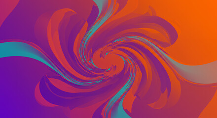 Abstract Swirling Vortex of Purple, Orange, and Teal Colors