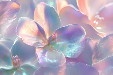 Highres holographic flower image iridescent pastel 3D artwork