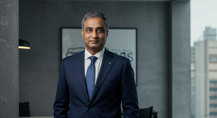 Fototapeta premium Professional Portrait of a Confident Businessman in a Modern Office