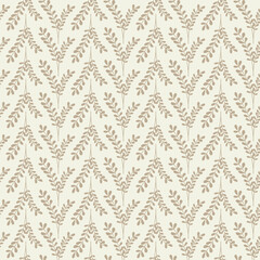 Branches of Leaves in Mocha Coffee in V Formation Vertical Stripes on an Ivory Vanilla background creating a seamless pattern print background