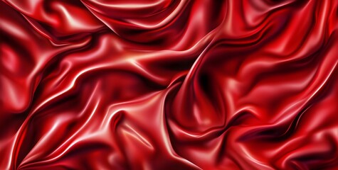 Obraz premium Luxurious Red Silk Fabric Background - Smooth, Shiny, and Elegant Drapery Texture for Romantic, Fashion, and Premium Design Projects