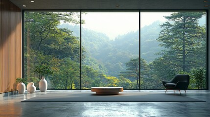 Scenic Online webinar Zoom room with a home office background featuring windows that display a view of trees, serving as an ideal backdrop for team video calls