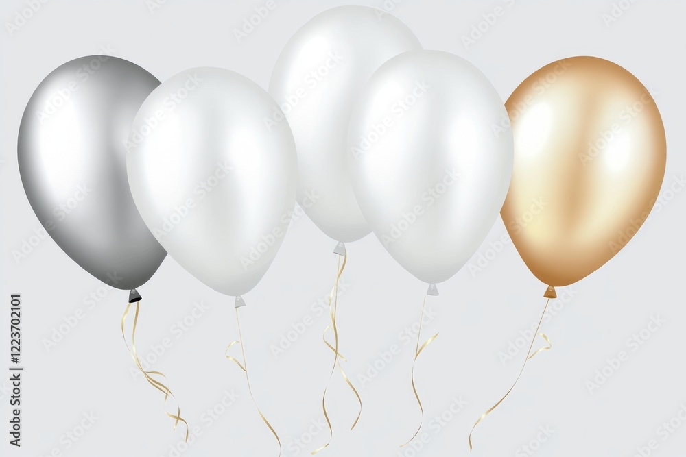 Canvas Prints Realistic modern balloons in silver and gold hues