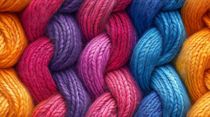 A seamless woolen texture featuring multicolored strands with a handcrafted look. The soft and fuzzy texture creates a cozy, warm aesthetic, perfect for textile designs, cozy interior projects, or fas