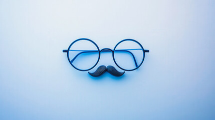 Fototapeta premium A man's glasses and mustache are shown on a white background
