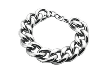 Obraz premium Elegant silver chain bracelet showcasing intricate links and a polished shine, perfect for any occasion and personal style isolated on transparent background