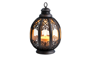 Naklejka premium Elegant Islamic Lantern with Glowing Candle Light Isolated On Transparent Background.