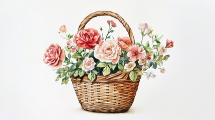 Fototapeta premium Delicate Floral Arrangement in a Basket