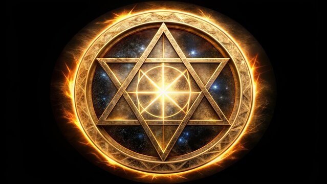 Glowing Hexagram in Circle