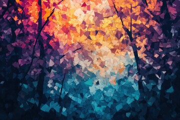 Abstract forest image triadic colors geometric textures atmospheric perspective