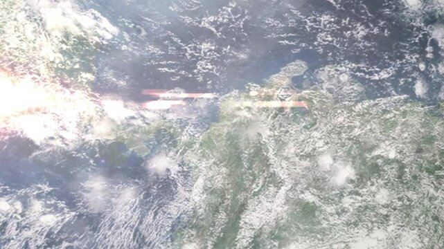 Zooming in on Sincelejo, Colombia frome space - Perfect for Travel Intros and Backgrounds. Realistic 3D Animation.