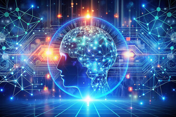 Obraz premium AI, artificial intelligence, neural network, digital brain, futuristic technology, data processing.