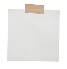 Empty note paper mockup. Message reminder card template isolated on transparent background. White...