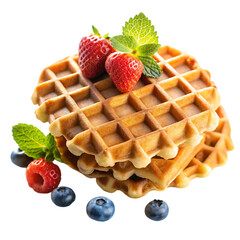 Delicious Golden Waffles with Strawberries and Mint Eat Food Sweet Treat Yummy  