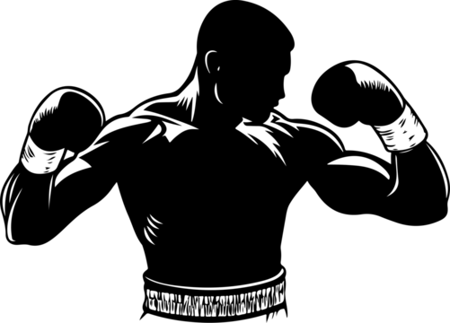 Silhouette of Boxer in Action