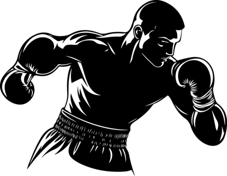 Silhouette of Boxer in Action - Powered by Adobe