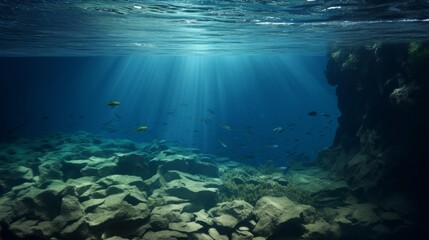 Obraz premium Sunlight dances on the vibrant ocean floor, revealing hidden treasures. Generative AI