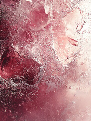 Fototapeta premium Crimson liquid, ice, bubbles: a frozen moment.