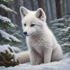 Obraz premium White fox illustration 