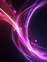 Obraz premium Glowing pink and purple abstract light streaks.