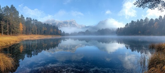 Fototapeta premium Gosausee, a beautiful lake surrounded by mountains in Salzkammergut, Austria